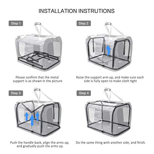 Extra Large Cat Carrier Soft Sided, Portable Small Dog Carrier for 2 Cats, 24"x16.5"x16" Car Travel Folding Comfortable Design with Bowl, Blue - color: Blue