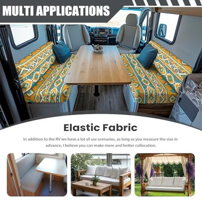 RV Couch Cover Set - 2 Pcs Aztec Tribal Print Slip Covers for Sofa Bed & Camper - color: Aztec Tribal