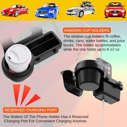 Extra Hanging Car Door Window Drink Coffee Cup Holder with Storage Organizer Tray | Coin Holder Change Organizer Fits Most Vehicles, Trucks Interior Car Gadgets Accessories - style: Car Door Cup Holder & Coin Organizer