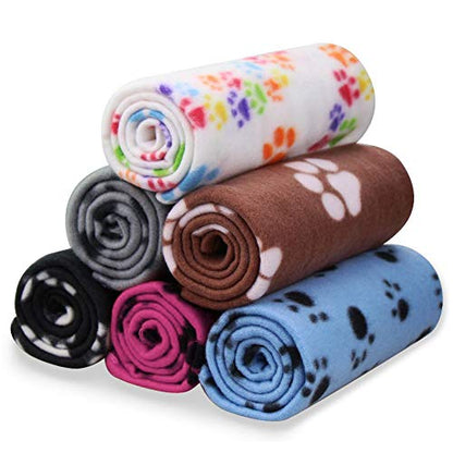 Comsmart Pet Blanket Dog Cat Soft Fleece Blankets Sleep Mat Pad Bed Cover with Paw Print for Kitten Puppy and Other Small Animals, 6 Pack of 39x35 Inches - size: 6 Pack of 39x35 Inches