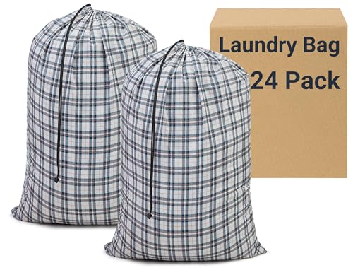 ZPECC Bulk Travel Laundry Bag,Extra Large Heavy Duty Laundry Bags 24 Pack,Washable Dirty Clothes Organizer for Commercial College Dorm Hotel Camping and Home Storage 30x40(Checkered) - color: Checkered