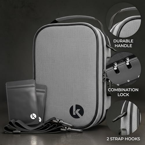 KIBAGA Travel Pill Organizer & Secure Medicine Storage Bag with Lock - Personal Container Box with Smell Control -Portable Water Proof Case for Vitamins, Supplements & First Aid
