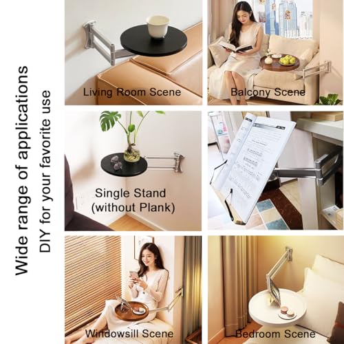 Bedside Shelf Wall Mounted Side Table Folding Brackets,Floating Nightstand Retractable Folding Hinges,Wall Mount Tea Table Bracket,Suitable for Living Room,Bedroom,Study,Bathroom,etc