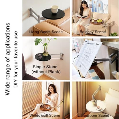 Bedside Shelf Wall Mounted Side Table Folding Brackets,Floating Nightstand Retractable Folding Hinges,Wall Mount Tea Table Bracket,Suitable for Living Room,Bedroom,Study,Bathroom,etc