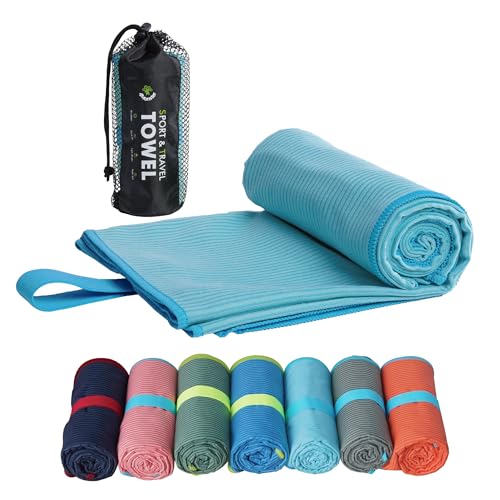 4Monster Microfiber Camping Towel - Quick Dry, Super Absorbent, Lightweight Travel Towel for Hiking, Beach, Gym, Backpacking, Yoga - Compact with Carry Bag (Lake Green, Small(31.50" x 15.80")) - color: Lake Green, size: Small(31.50" x 15.80")