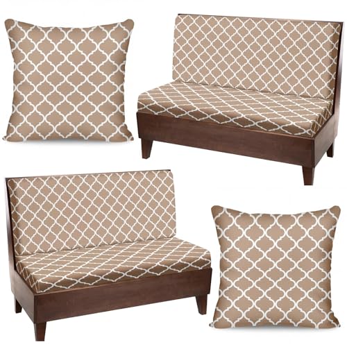 6 Pcs RV Dinette Cushion Covers Set Beige Geometric Camper Cushion Covers Beige Replacement Soft Washable RV Happy Camping Seat Cover for Travel Trailer Motorhome Booth Dinette Camper Interior Decor - color: Beige Geometric