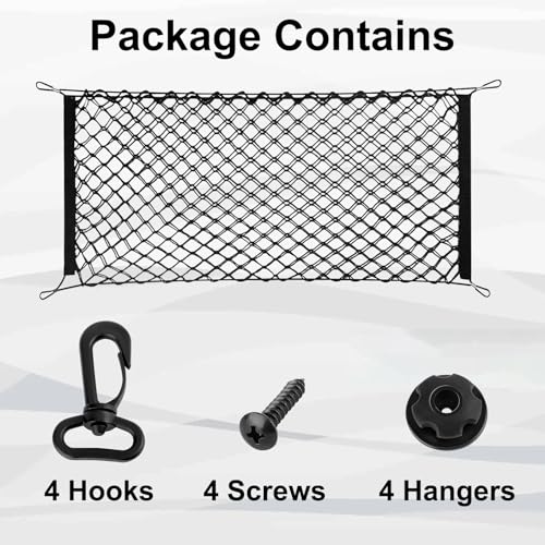 Cargo Net, Premium Dual-Layer Nylon Cargo Net for SUV, Automotive Exterior Accessories, Adjustable Elastic Trunk Net with Hook, Car Accessories for SUV, Truck, Pickup (35.4x15.7 Inch) - size: 35.4x15.7 Inch