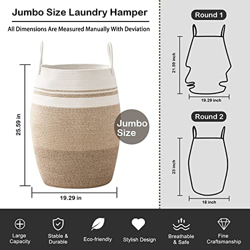 OIAHOMY Laundry Hamper Woven Rope Large Clothes Hamper 25.6" Height Tall Laundry Basket with Extended Handles for Storage Clothes Toys in Bedroom, Bathroom, Foldable (Gradient Yellow) - color: Gradient Yellow