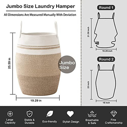 OIAHOMY Laundry Hamper Woven Rope Large Clothes Hamper 25.6" Height Tall Laundry Basket with Extended Handles for Storage Clothes Toys in Bedroom, Bathroom, Foldable (Gradient Yellow) - color: Gradient Yellow