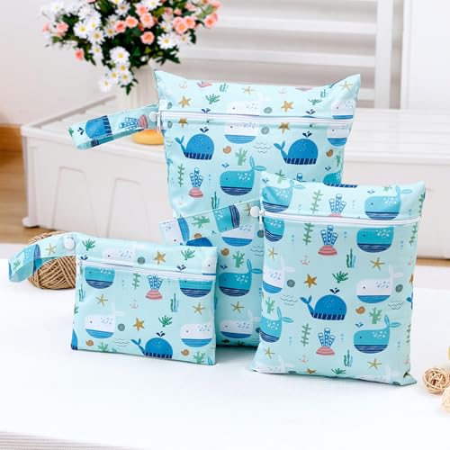 Happy Flute 3 Set Wet Bag Storage Bag Zipper Waterproof Washable | Travel Bags, Beach, Pool, Gym Bag for Cloth Diaper, Swimsuits & Wet Clothes (EF696) - color: EF696