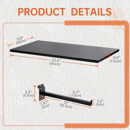 Wood Slatwall Shelves, Slat Wall Shelf Slatwall Acccessory for Garage, Home Improvement, Retail Display (6, 24''x12'') - size: 24''x12''