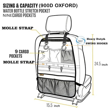 ECWKVN Car Seat Back Organizer, Heavy Duty Back Seat Organizer with Multiple Storage Pockets, Work Truck & SUV Seat Back Storage Bag for Tools, Tablet, Bottles & Essentials – Universal Fit