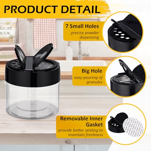 50 Pack 3.4 oz Plastic Spice Jars with Black Cap Empty Clear Spice Bottles Containers Seasoning Jars with Shaker Lids for Storing Herbs and Seasoning Powders Kitchen Restaurant Storage - size: 3.4 oz