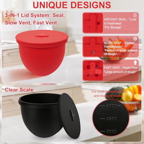 3-Pack Silicone Bowl Liners for KitchenAid Mixer, 5 Qt Tilt-Head Bowl Inserts with Airtight Lids & Scraper Spatula, Reusable Mixing Liners for Efficient Baking & Food Storage