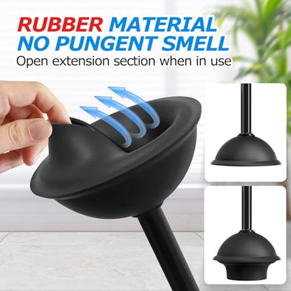FORASTO 2Pack 2 in 1 Toilet Brush and Plunger Set, Extended Handle Plunger,Toilet Bowl Brush Plunger Set,Bathroom Cleaning Tools,Toilet Brush Plunger Combo,Cleaning Brush,Cleaning Supplies - color: Black