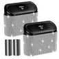 NBTEPEM Bling Car Trash Can with Lid - 2 Pack, Mini Auto Garbage Can with 60 Trash Bags, Automotive Garbage Container Bin, Bling Car Accessories Trash Can for Women (Silver Diamond) - color: Silver Diamond