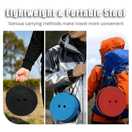 Portable Collapsible Stool, Adjustable Retractable Folding Stools, Upgraded Collapsible Seat for Outdoor Fishing, Hiking, Gardening, Travel, BBQ - Max 400lbs (Blue) - color: Blue Black