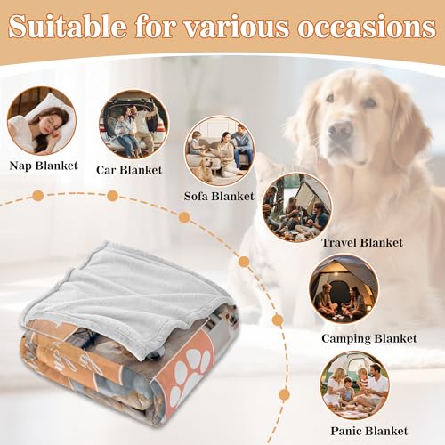 Custom Dog Blanket with Photos, Pet Loss Sympathy Gift for Dogs Lovers, Personalized Dogs Memorial Blanket with Pictures & Name, Customized Dog/Cat Passing Away Bereavement Remembrance Gifts - color: Design9