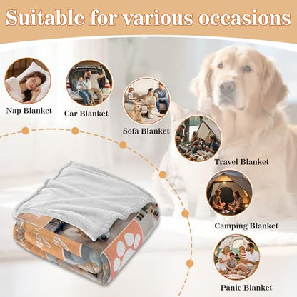 Custom Dog Blanket with Photos, Pet Loss Sympathy Gift for Dogs Lovers, Personalized Dogs Memorial Blanket with Pictures & Name, Customized Dog/Cat Passing Away Bereavement Remembrance Gifts - color: Design9