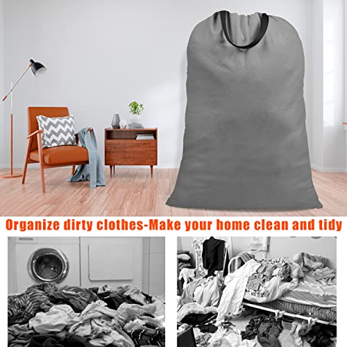 Cotton Canvas Laundry Bag with Handles & Drawstring Straps, Heavy Duty Extra Large Laundry Bags for Laundromat and Household, 25.5x34 Inch, Dark Grey - color: Dark Gray