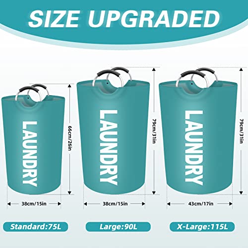 StorageRight 115L Large Laundry Basket, Laundry Hamper, Dirty Clothes Hamper for Laundry, Collapsible, Waterproof Laundry Baskets with Foam Protected Aluminum Handles for Laundry, Dorm, Family (Green) - color: Green, size: 115L