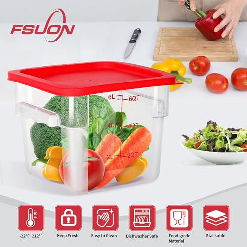 4 Pack Clear Food Storage Containers with Lids and Handles Polycarbonate Square Commercial Food Containers, NSF (6Qt) - color: 6Qt