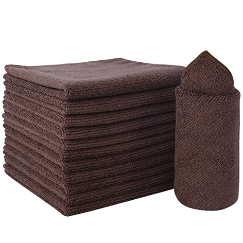 SINLAND Absorbent Microfiber Dish Cloth Kitchen No Streak Cleaning Cloth Dish Rags Lens Cloths 12 Inch X 12 Inch 12 Pack Dark Brown - color: Dark Brown