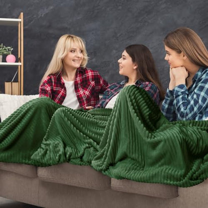Buryeah 6 Pcs Flannel Throw Blanket Bulk 50 x 60 in Sleepover Blanket Outdoor Wedding Throw Lightweight, Oeko-tex Standard 100 Certified for Sofa Homeless Gifts (Dark Green) - color: Dark Green