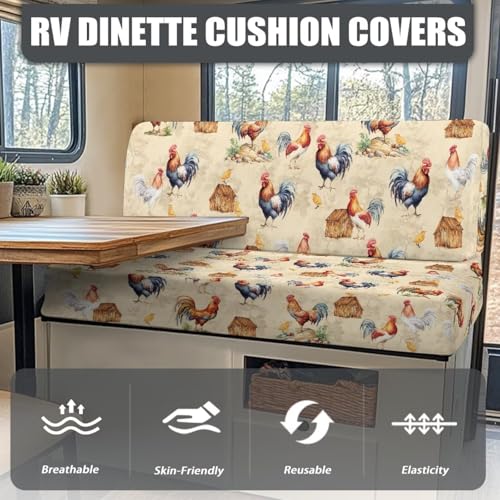 SEANATIVE Cute Chickens RV Dinette Cushion Covers Stretch Camper Cushions Cover Replacement Couch Cushion Slipcovers Washable Loveseat Slipcovers for Travel Trailer Couch - color: Cute Chickens