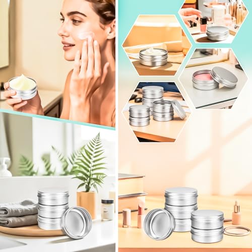 30Pack 2oz Tin Jars, 60ml Metal Tin cans, 2Ounce Aluminum tin can jar Containers with Screw Lid for Lotion Bars, Spices, Salve, Balms, Beard Balm, Toiletries, Creams, Samples, Makeup Cosmetic - color: Silver 30pack