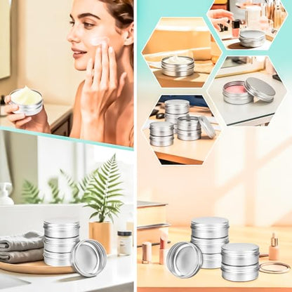 30Pack 2oz Tin Jars, 60ml Metal Tin cans, 2Ounce Aluminum tin can jar Containers with Screw Lid for Lotion Bars, Spices, Salve, Balms, Beard Balm, Toiletries, Creams, Samples, Makeup Cosmetic - color: Silver 30pack