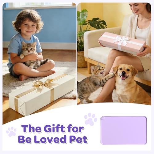 Pet Feeding Mat 12"x19" Silicone Dog Feeding Mat Pet Place Mat Waterproof Silicone Contain Spills Protects Floors Placemats for Cats and Dogs Lavender - color: Purple