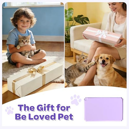 Pet Feeding Mat 12"x19" Silicone Dog Feeding Mat Pet Place Mat Waterproof Silicone Contain Spills Protects Floors Placemats for Cats and Dogs Lavender - color: Purple