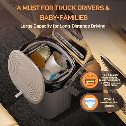 Waretary Trash Can for Car Garbage: Leakproof Silicone Car Waste Bin w/Lid for Drivers and Passengers; 2 Gallon Garbage Container for Vehicle, Sedan, SUV, Van, MPV & Truck (Gray) - color: Gray