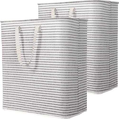 Lifewit 2 Pack Laundry Basket 100L Each, Collapsible Clothes Hamper with Reinforced Handles, Freestanding Waterproof Design for Bedroom and Laundry Room, Grey 200L Total - color: Grey, size: 2 x 100L