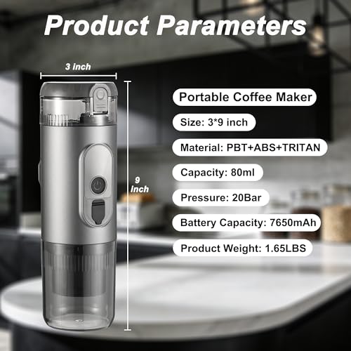 Portable Electric Espresso Machine Self-Heating Travel Coffee Maker 2-in-1 Compatible with Ground Coffee & NS Capsules for Camping, RV, Car, Hiking & Office, Gray - color: Gray