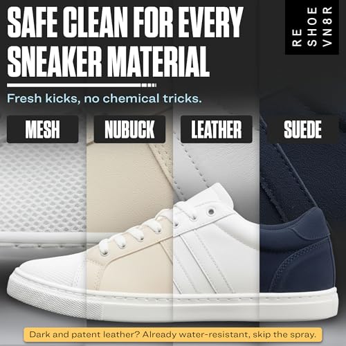RESHOEVN8R Shoe Protector Spray - Rain and Stain - (6.5oz) - Waterproof Spray for Shoes, Quick-Drying, No Chemicals, Sneakers, Suede, Canvas, Light Leather, White Shoe - Long Lasting Protector