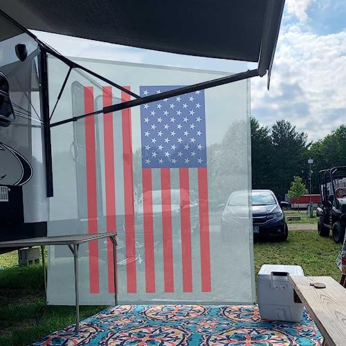 Tentproinc RV Awning Side Shade Screen 9' X 7' - (American Flag) Gray Mesh Screen Sunshade Complete Kits Camping Trailer Motorhome Awning Shadescreen UV Sun Blocker - 3 Year Warranty - color: AFG-Gray