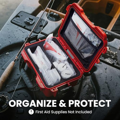NANUK 903 Waterproof First Aid Box Empty with Lid Organizer & Dividers – Durable Medical First Aid Organizer Case, IP67-Rated, Dustproof, Impact-Resistant, Floats (9.1” x 6.8” x 3.8”) – Red - size: 903 Empty – w/ Organizers