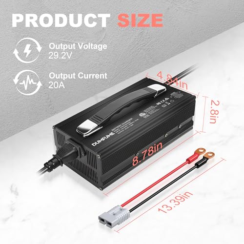 24V 20A LiFePO4 Battery Charger 29.2V Lithium Charger,AC-DC Smart Charger with LED Indicator & Anderson Connector for RVs,Homes,Off-Grid and Solar Systems - size: 29.2V 20AH charger