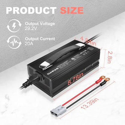 24V 20A LiFePO4 Battery Charger 29.2V Lithium Charger,AC-DC Smart Charger with LED Indicator & Anderson Connector for RVs,Homes,Off-Grid and Solar Systems - size: 29.2V 20AH charger