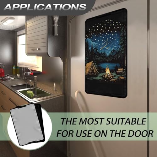 Camper Print RV Trailer Door Window Shade 16x25 Collapsible RV/Camper Door Window Sun/Privacy Shade Thicken RV Blackout Window Cover Fabric Gift for Holiday - color: Camper Print