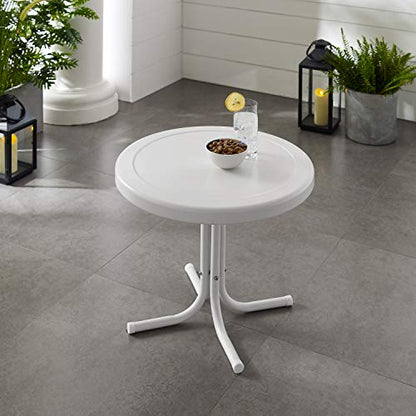 Crosley Furniture Griffith Weather Resistant Retro Metal Outdoor Side Table for Patio, Deck, Porch, Alabaster White - color: Alabaster White