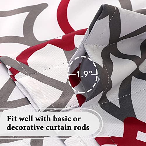 H.VERSAILTEX Blackout Curtain Valances for Kitchen/Bathroom - Thermal Insulated Window Valances for Living Room/Bedroom Rod Pocket Short Curtain 1 Panel, 52x18 inch, Geo in Burgundy and Gray - color: Geo in Burgundy and Gray