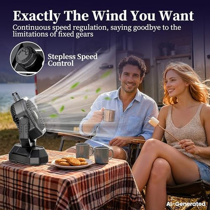 AJVV Camping Fan with Light, Remote and Oscillation, Battery Powered Hanging Tent Fan, Rechargeable Portable for Camp, Outdoor, Emergencies, Fishing, RV Travel, Jobsite - color: Black