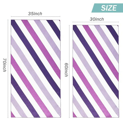 Whale Flotilla 4 Pack Quick Dry Beach Towels Oversized (35"x70"), Microfiber Sand-Free Beach Towel Set, Extra Large Compact Pool Travel Accessories, Purple/Navy/Aqua/Pink - color: Purple/ Navy/ Aqua/ Pink, size: 70.00" x 35.00"