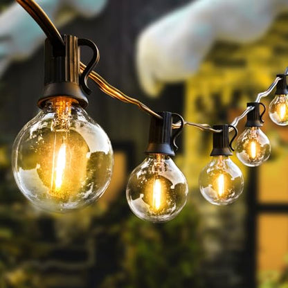 Outdoor String Lights 200FT 2-Pack LED Outside Waterproof Patio Lights Backyard Heavy-Duty Shatterproof Plastic G40 Bulbs 0.6W Efficient Connectable Globe Light Decor Yard Café Exterior - size: 200FT