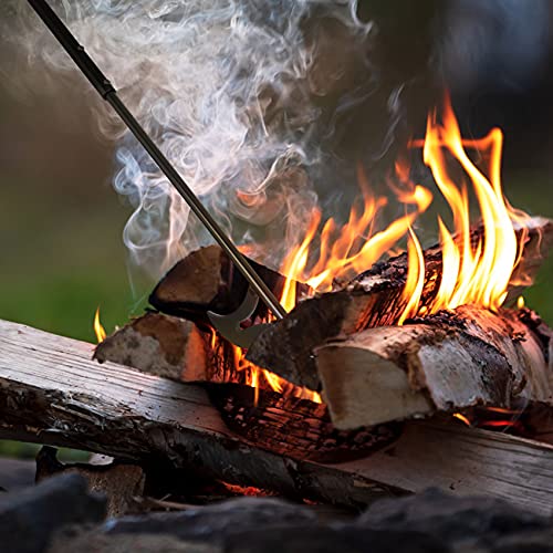 Stanbroil 40 Inch Fire Pit Poker, Heavy Duty Solid Steel Fire Poker, Detachable Portable Campfire Poker with Hook for Outdoor Fire Pit, Indoor Fireplace, Wood Stove, Camping & Bonfire