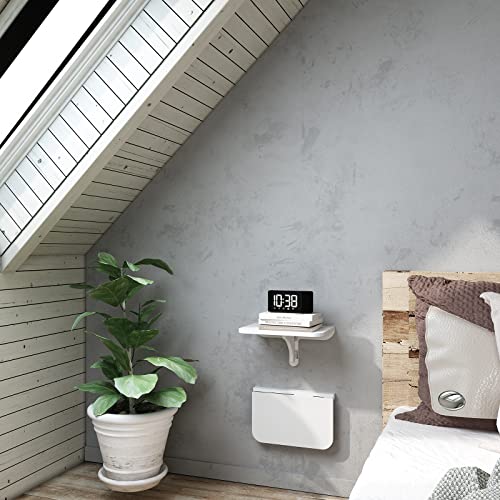 WELLAND 11.8" x 8.25" White Wall Mounted Desk Small Floating Shelves Set of 2 Folding Wall Shelves Drop-Leaf Table Fold Down Desk for RV, Camper, Loft Beds - color: White