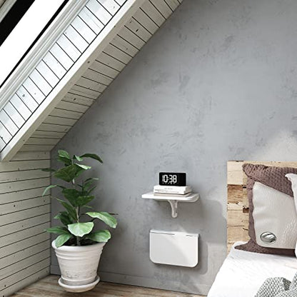 WELLAND 11.8" x 8.25" White Wall Mounted Desk Small Floating Shelves Set of 2 Folding Wall Shelves Drop-Leaf Table Fold Down Desk for RV, Camper, Loft Beds - color: White